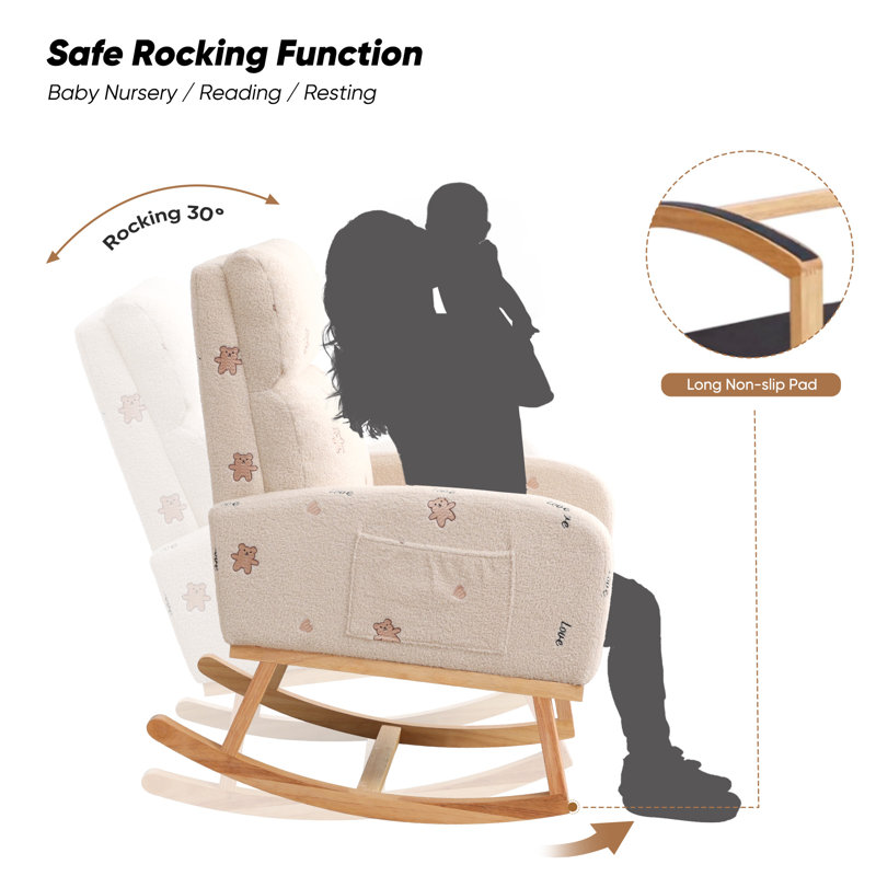 Fauteuil oscillant Teddy, Beige