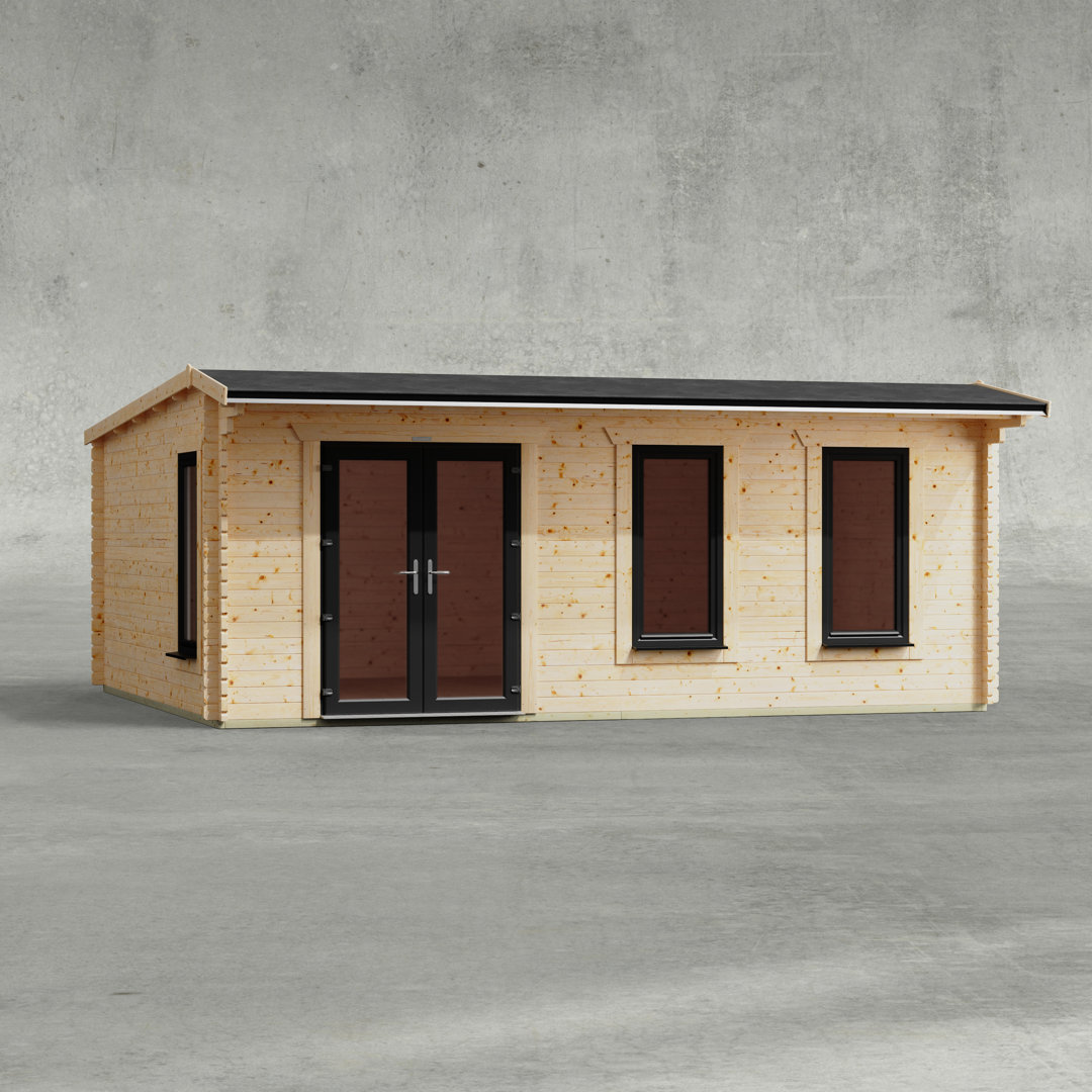 Powersheds 20 x 16ft Apex Log Cabin, Doors to the Left - 44mm