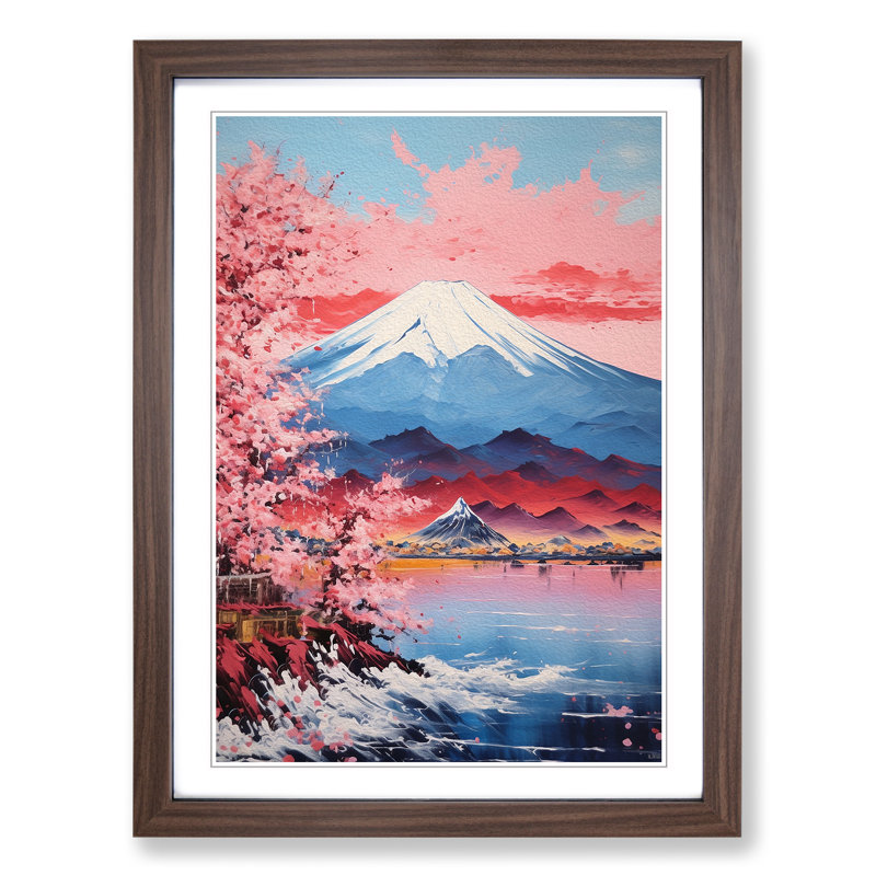 Mount Fuji Impressionism No.2 - Framed Print, Walnut Framed, 34cm H x 25cm W x 2cm D