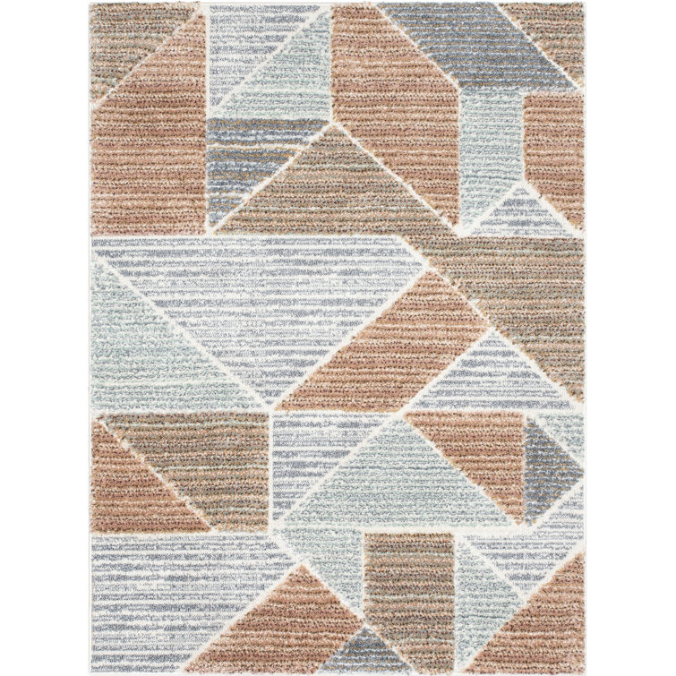 Markevion Perseus Modern Geometric Blush Distressed Area Rug