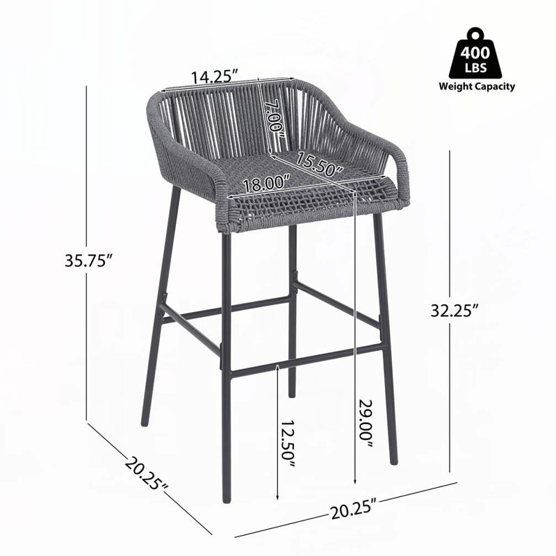 Tabouret de bar pour l'extérieur, Gris foncé