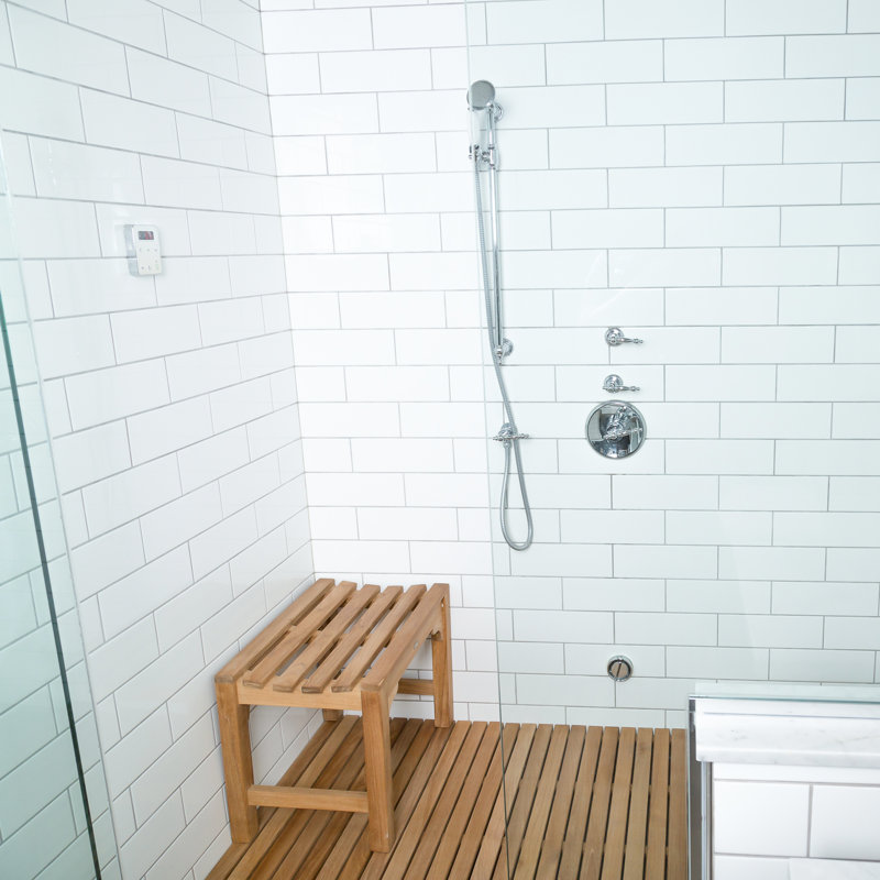 Teak Wood Curved Spa Shower Bench 36"