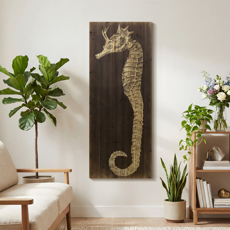 « hippocampe b », impression sur bois