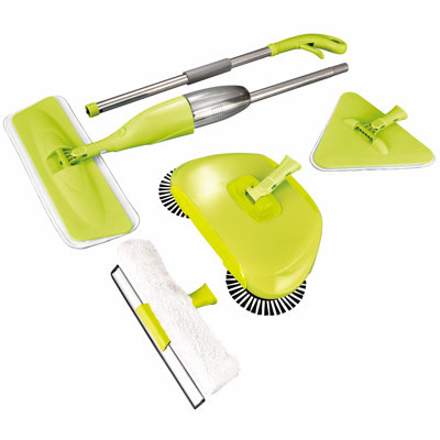 5-in-1 Cleaning Kit with Spray Mop, Sweeper, and Window Squeegee