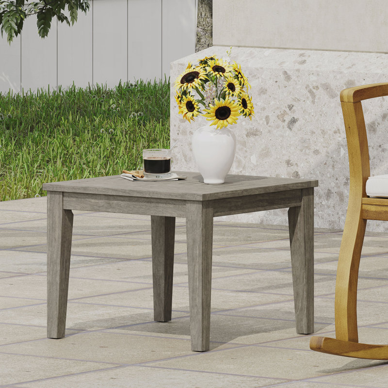 Outdoor Acacia Wood Side Table, Gray