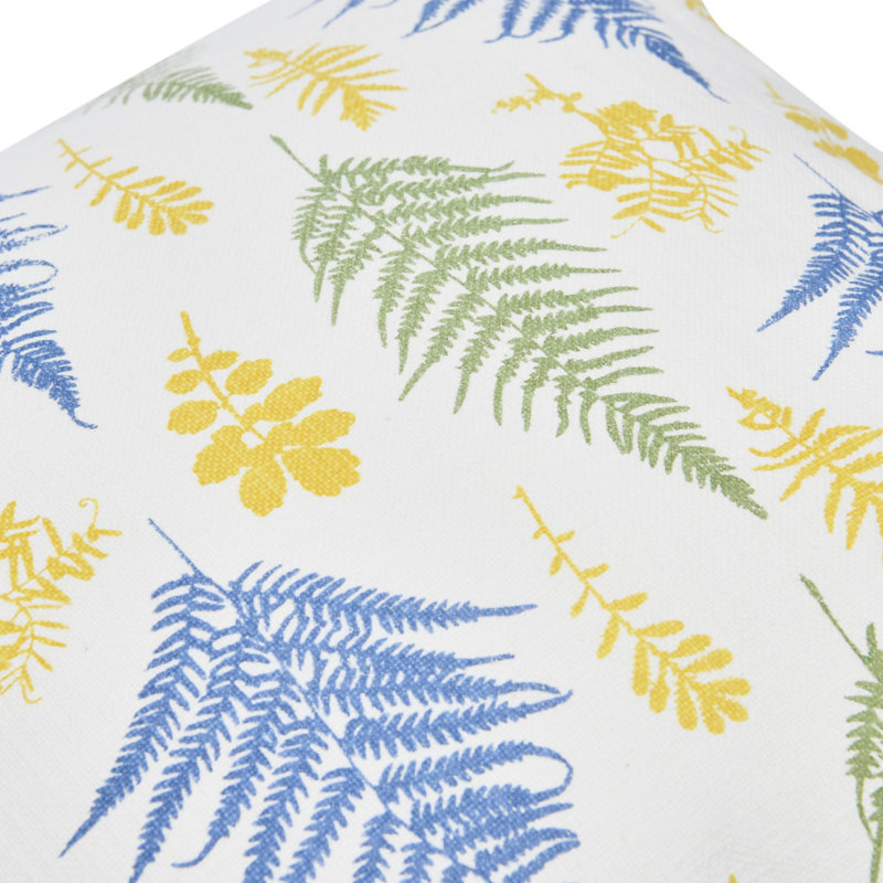 Botanical Print Cotton Square Pillow with Tassels