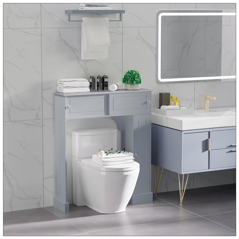 Over the Toilet Storage Cabinet with Adjustable Shelves, Space-Saving and Durable Bathroom Organizer