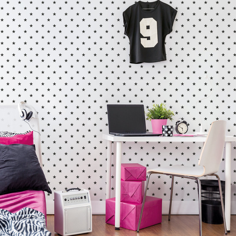 Kids and Teens Collection Stars Wallpaper, Black