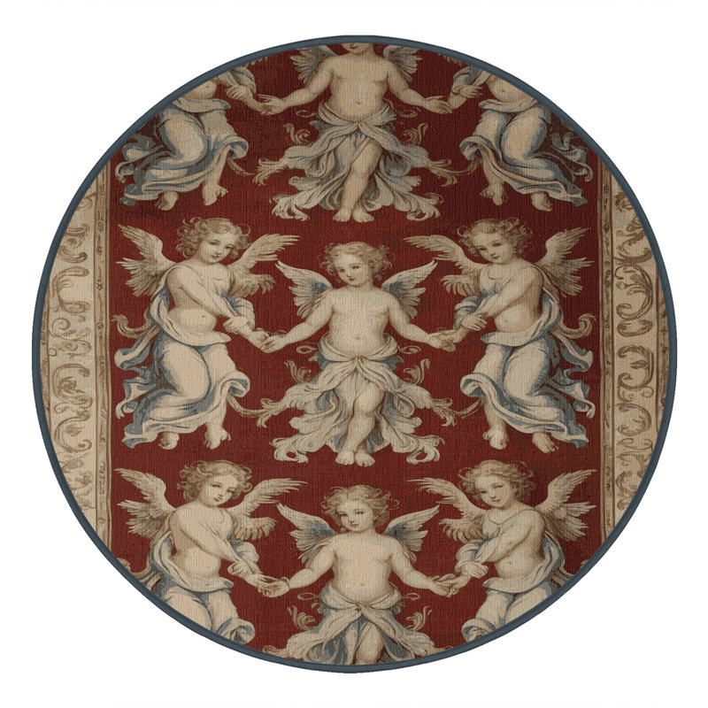 Machine Washable French Brown Area Rug, Round 5'