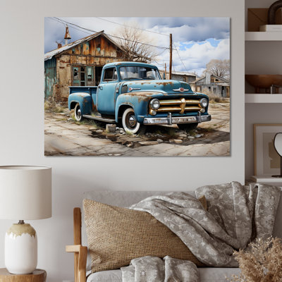 " Blue Pickup Truck Roadside Nostalgia "