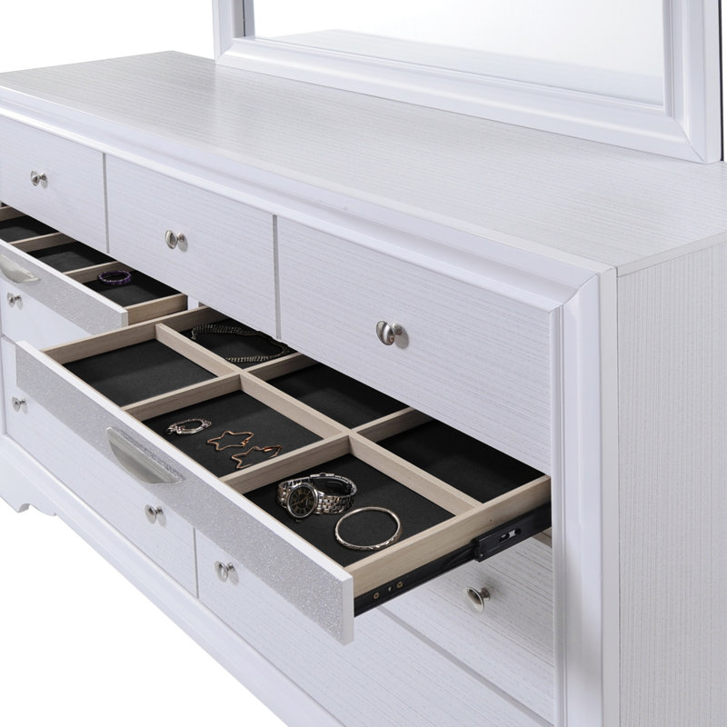 Commode 7 tiroirs Matrix Traditional en bois blanc