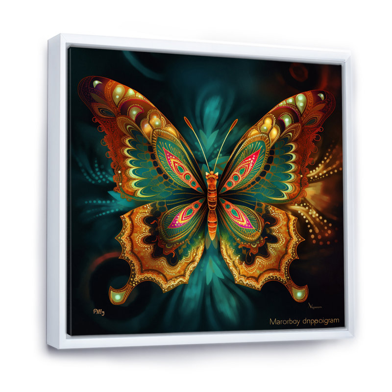 Papillon magique éthéré I, H 36 po x l 36 po, Cadre flottant blanc