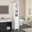 Armoire de rangement pour salle de bain de 66,92 po de hauteur avec tablettes réglables, armoire autoportante mince à 1 porte avec anti-basculement, compartiments ouverts, pour la maison, petits espaces, salle de bain, cuisine, salon, blanc