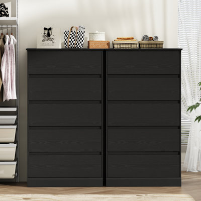 5 Drawer Bedroom Dresser 27.6" W Wood Modern Drawer Dresser (Set Of 2) by Wade Logan