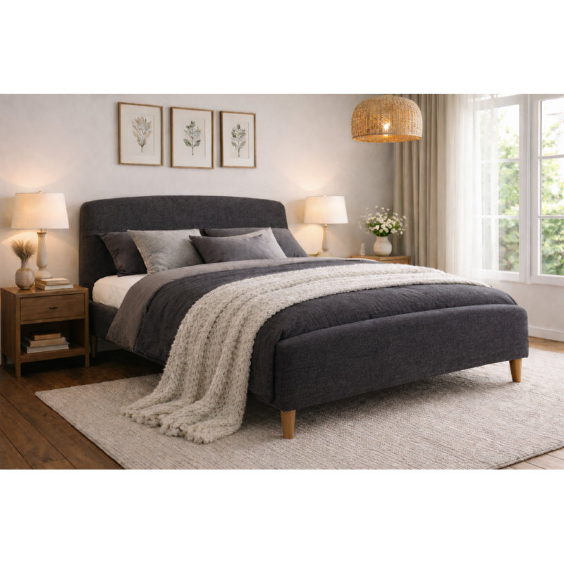 Morin Upholstered Bed, Dark Grey, Kingsize (5')