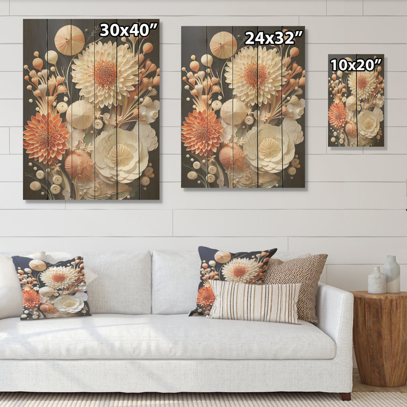 Abstrait corail fleurs I - corail côtier sous l'eau, art mural sur bois de pin naturel, H 20 po x l 10 po