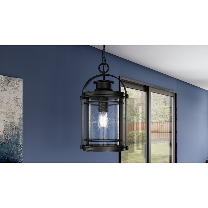 Mystic Black Glass Mini Pendant Light with Brushed Nickel Accents