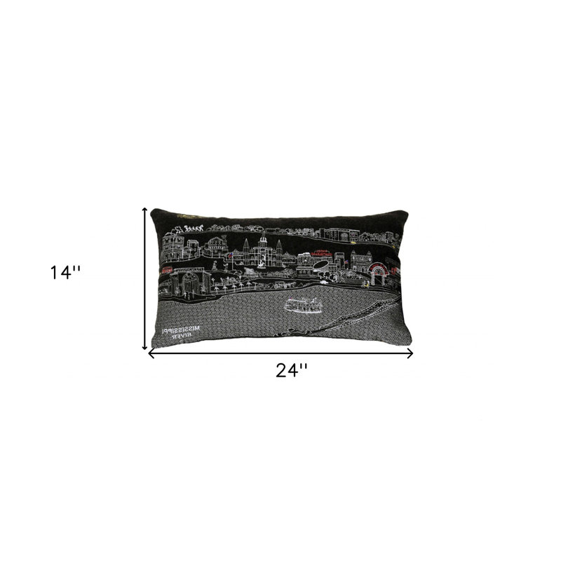 Coussin lombaire New Orleans, Gris, 14 po x 24 po