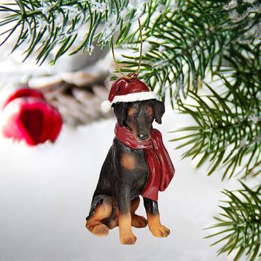 Felt Dog Ornament handcrafted Custom pet Doberman, stuffed a