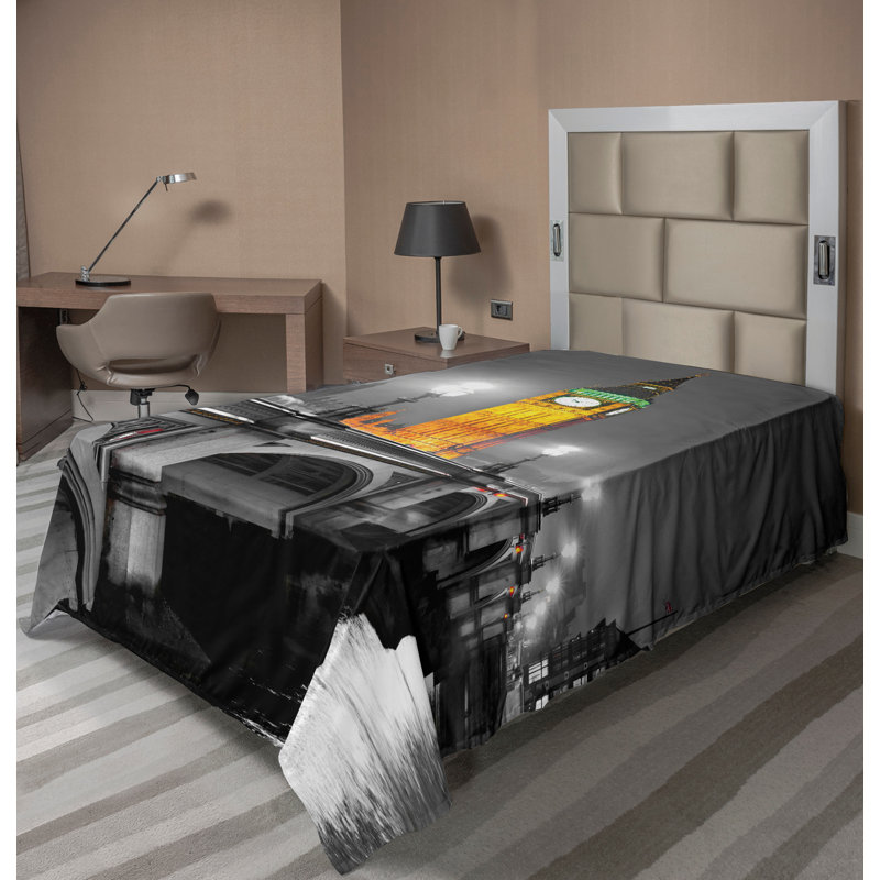 Drap Ambesonne London, Drap plat pour lit simple TG