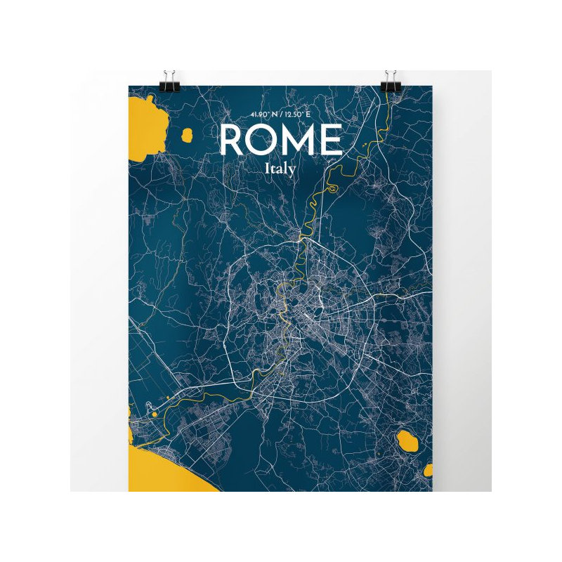 « rome city map », reproduction d’impression sur affiche, H 20 po x l 16 po