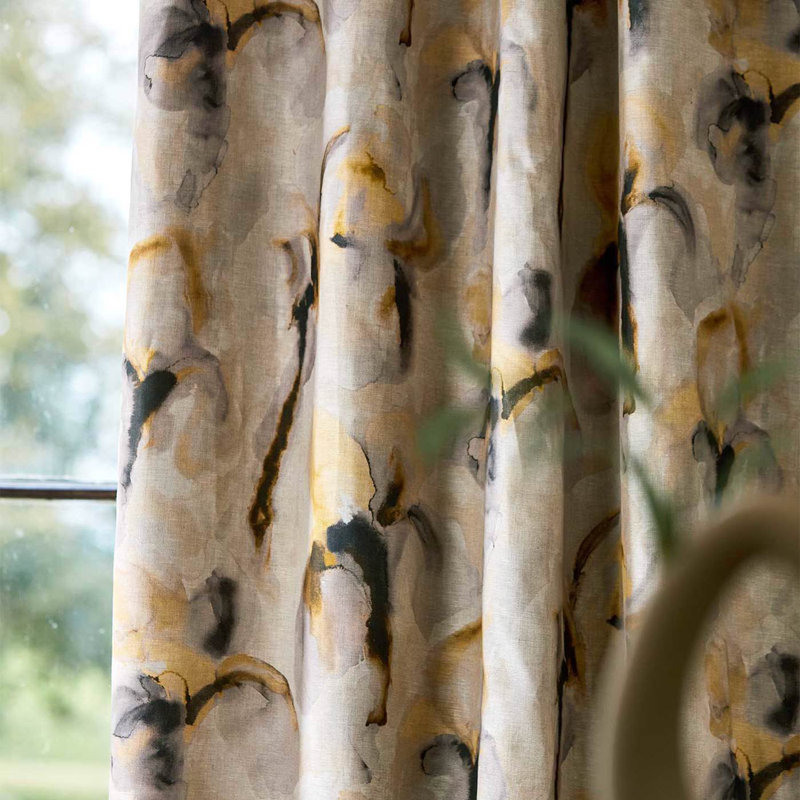 Water Iris Fabric, Gold/Charcoal