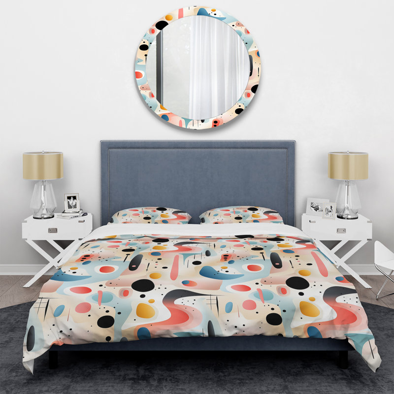 Ensemble de housse de couette géométrique Kaeon Pastel Abstraction - Microfibre polyester