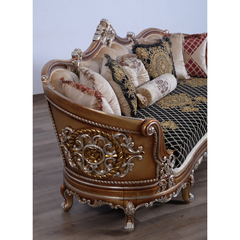 Saint Germain Velvet Sofa, Black/Gold/Light Brown Velvet