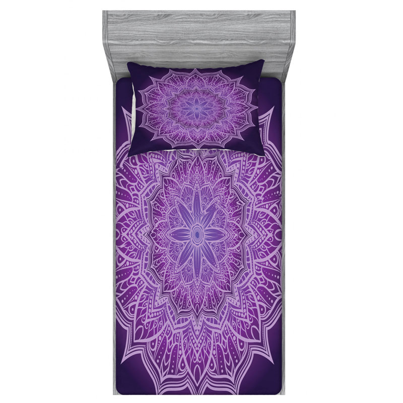 Mandala Microfiber Sheet Set, Twin Sheet Set with Fitted Sheet