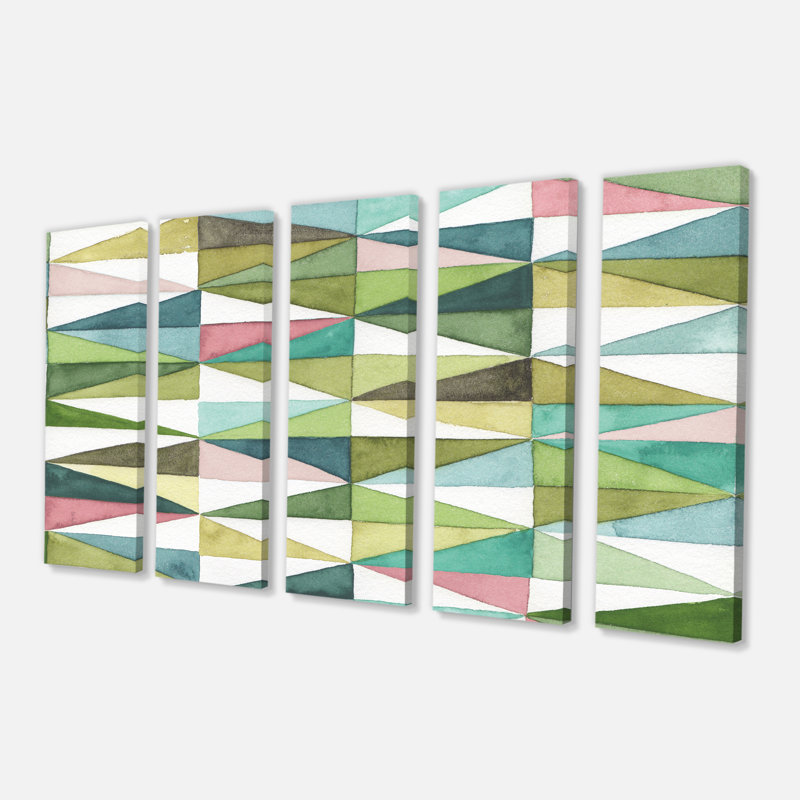« mixed green geometric pattern ii », reproduction d’image multi-pièces sur toile