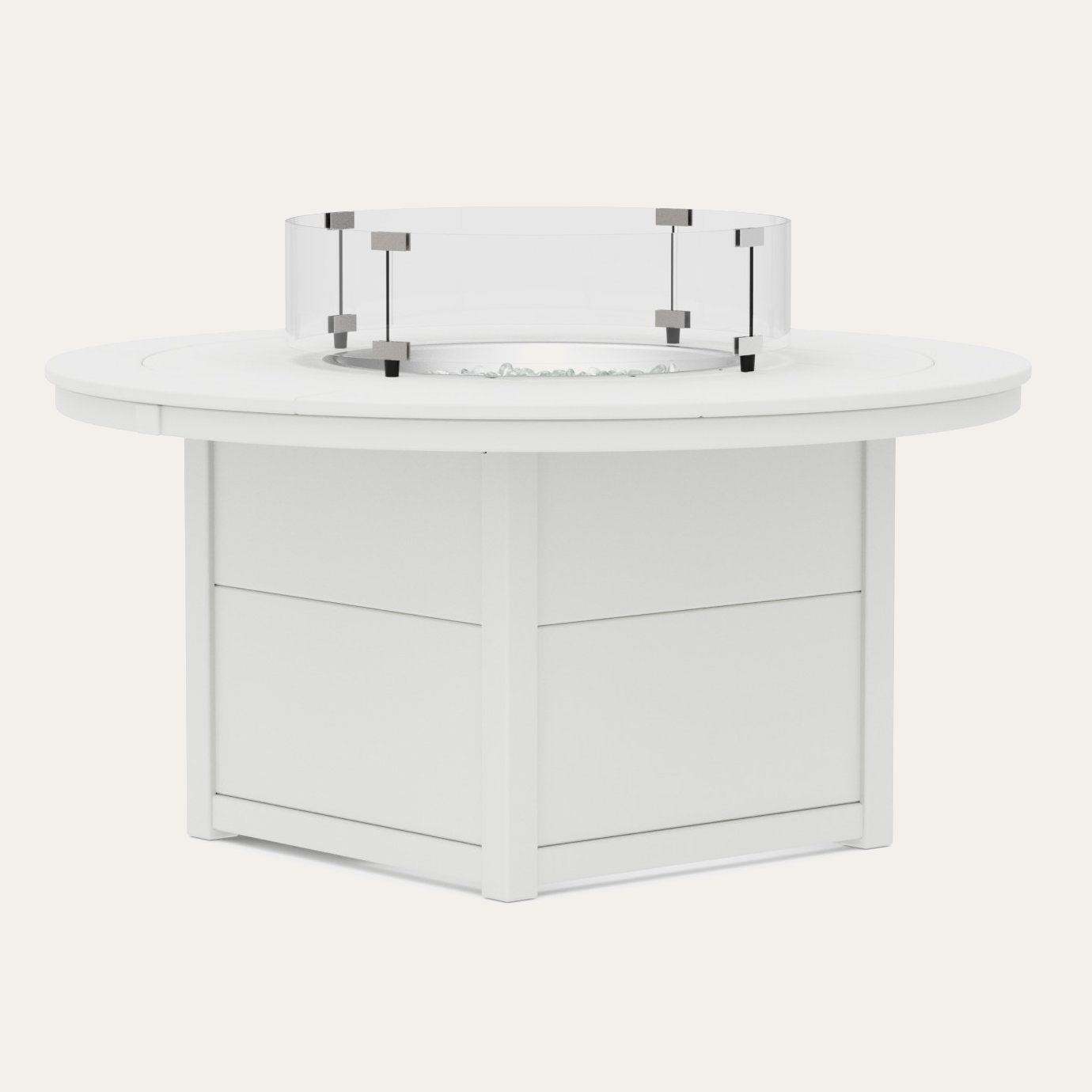 POLYWOOD® Tables Round 48" Fire Pit Table, White