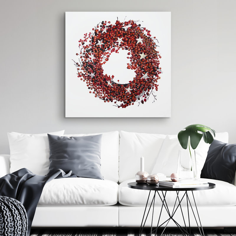 berry wreath - 32"x32" art on canvas