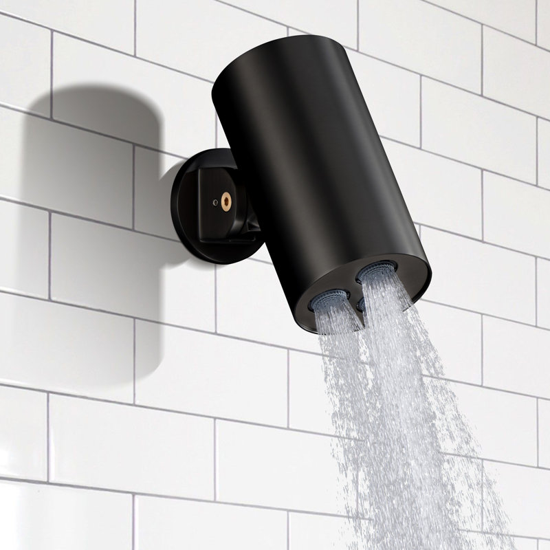 Adjustable Shower Head 1.8 GPM with Self-Cleaning, Matte Black, Rain, Round