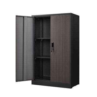 Classeur pliant en métal avec serrures exquises, cloisons à hauteur réglable, noir, assemblage facile, portes verrouillables à ressort, idéales pour le bureau et verrous