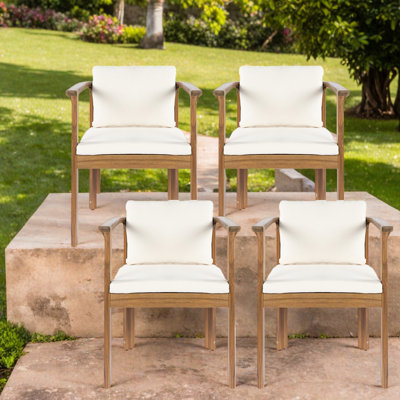 Chaises de patio confort rembourrées, salle à manger d'extérieur moderne en bois d'acacia