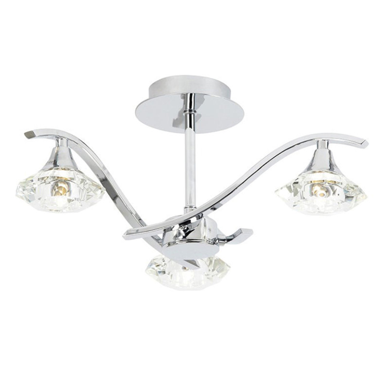 Danica Glass Semi Flush Mount, Chrome