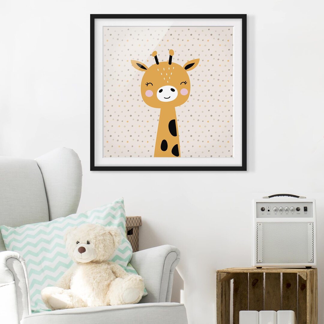 Gerahmtes Papierbild Baby Giraffe