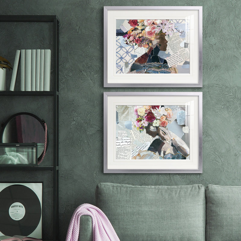 Reproduction de photo sur toile, Papier avec cadre argenté, Blanc mat