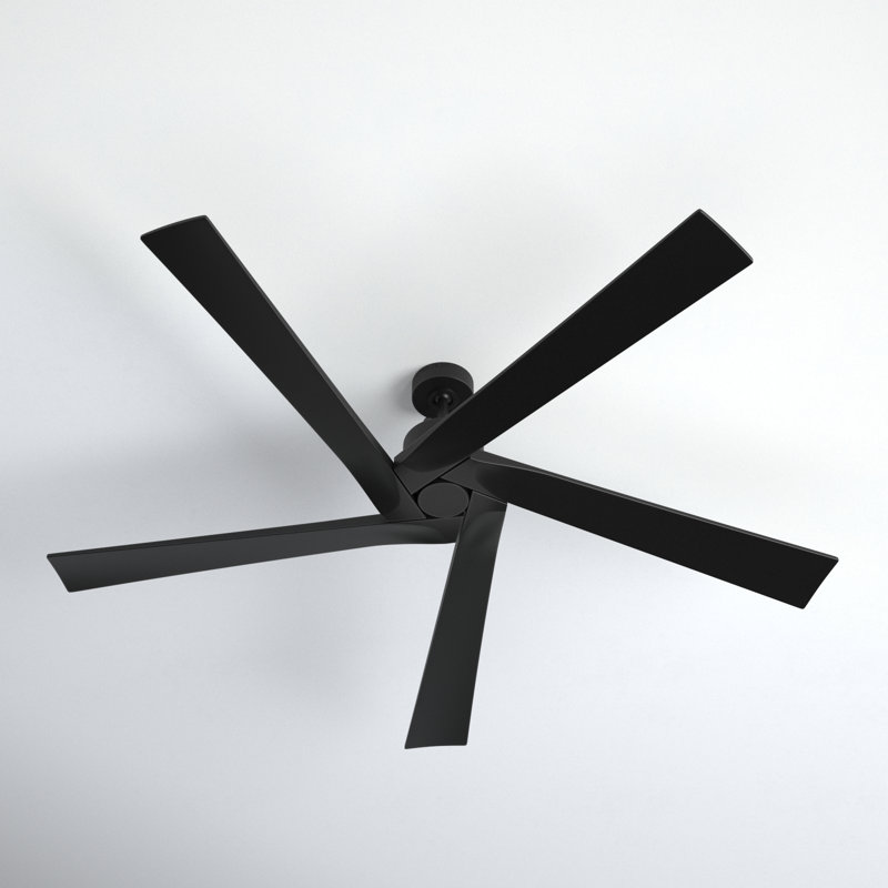 Adalai 70" 5 - Blade Standard Ceiling Fan with Remote Control, Midnight Black with Midnight Black Blades, 70" Wide