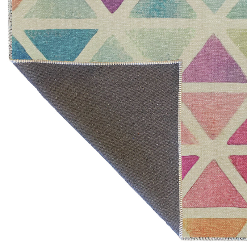 Light-Toned Multi-Colored Geometric Rectangle Patterned Creative Modern Decorative Rug, Rectangle 4'11" x 7'7"