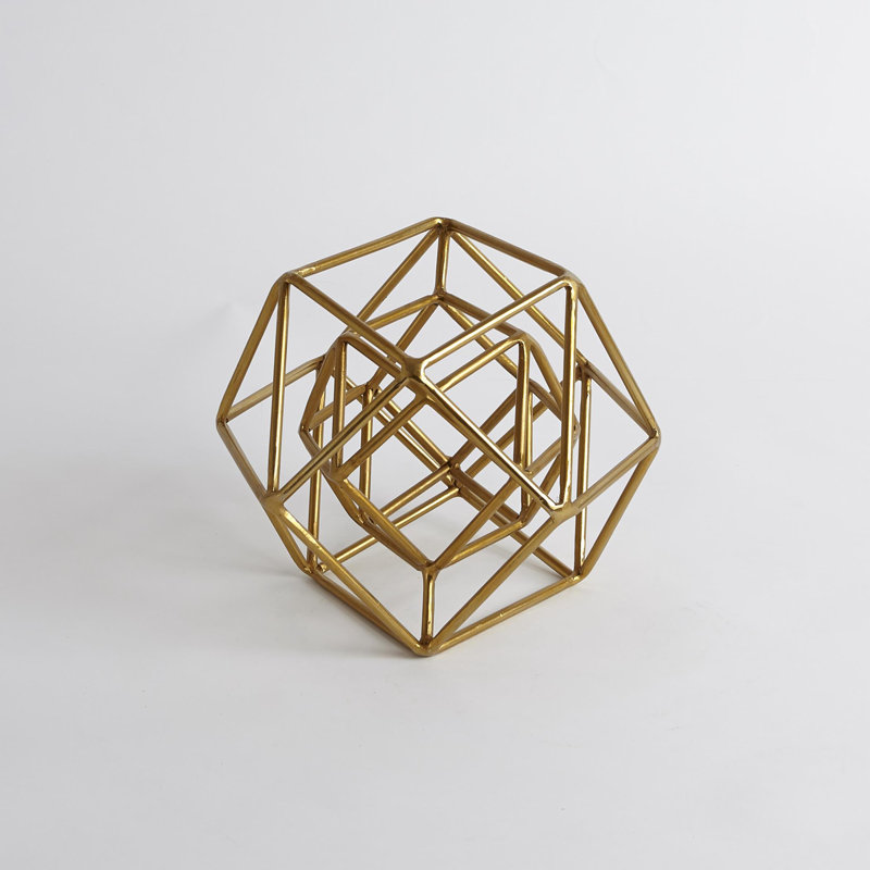 Geo Sculpture, 8" H x 10" W x 10" D, Gold