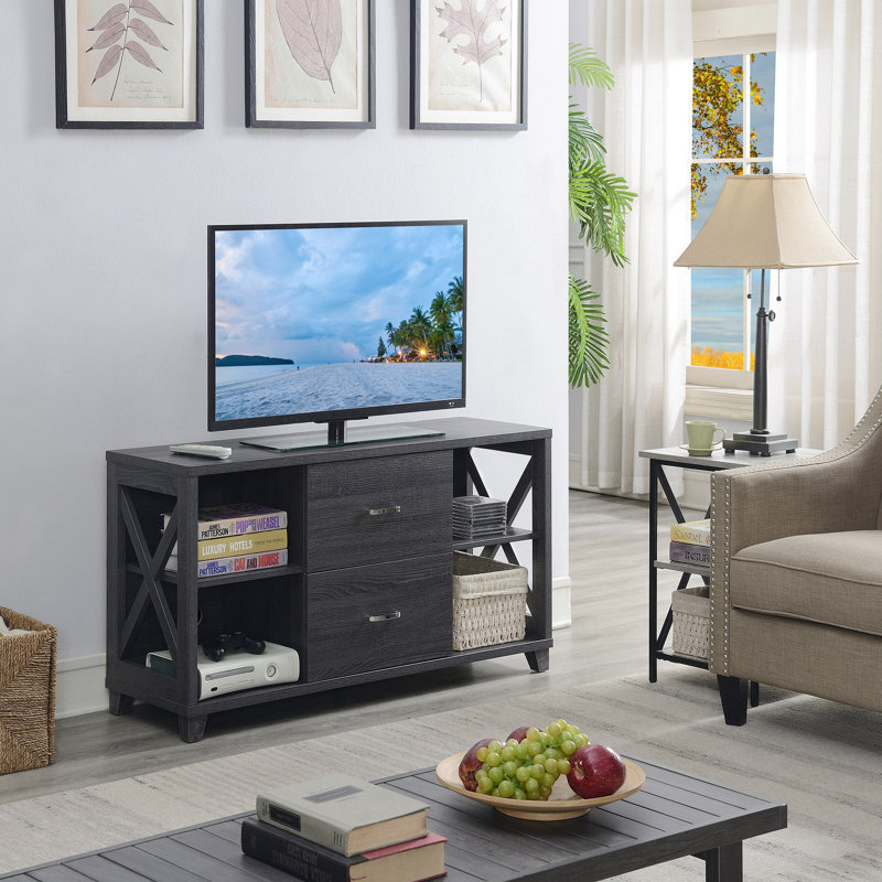 Meuble télé pour téléviseur de 50 po ou moins Remziye, Gris patiné