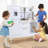 Height Adjustable Kids Play Kitchen, 3-Level Wooden Pretend Playset with Realistic Sounds, Telephone, Stove, Fridge, Microwave, Removable Sink, Water Dispenser, Grows with Your Child Ages 3+(white)-98259489