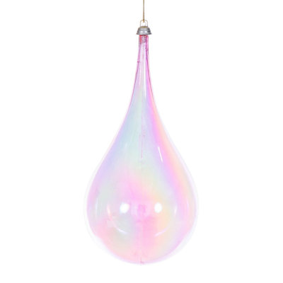 4" Iridescent Teardrop. Includes 3 ornaments per bag.
