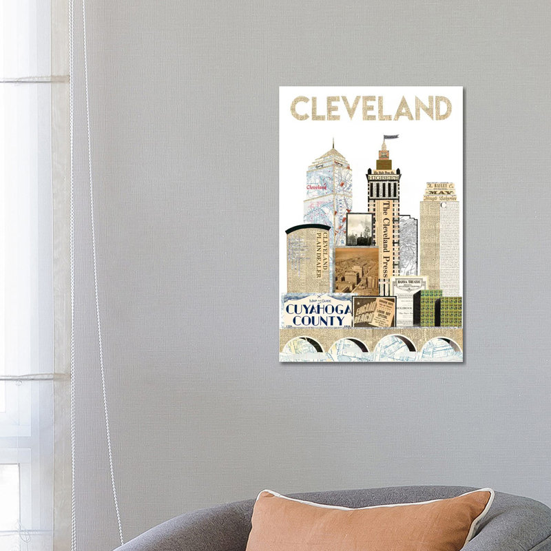 «Cleveland Skyline Special Edition» par Paper Cutz, impression sur toile tendue, H 26 po x l 18 po x 1,5 po