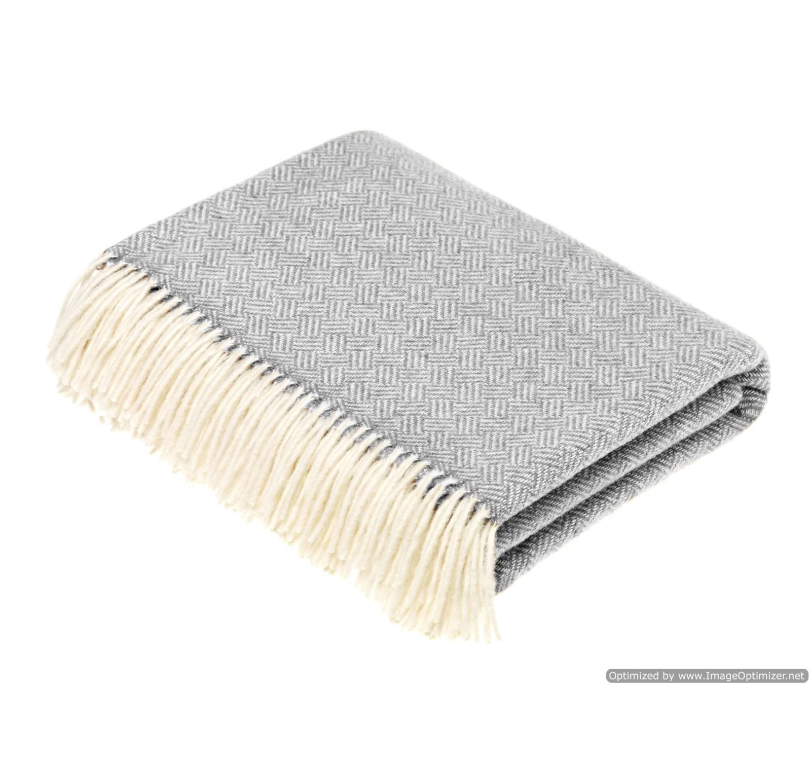 Merino Lambswool Throw/Blankets Hand Woven Blanket, Gray Chevron
