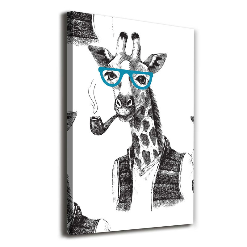 Giraffes With Glasses - Wrapped Canvas Print