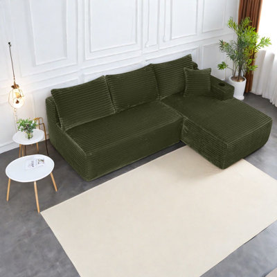 Canapé modulaire à compression, canapé moderne en velours côtelé de 96 pouces pour la maison