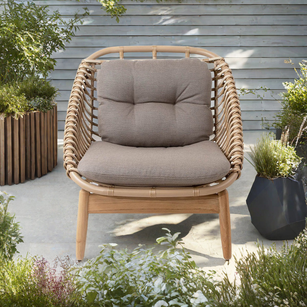 GEMEZO Simple rattan art solid wood patio lounge chairs - Wayfair Canada
