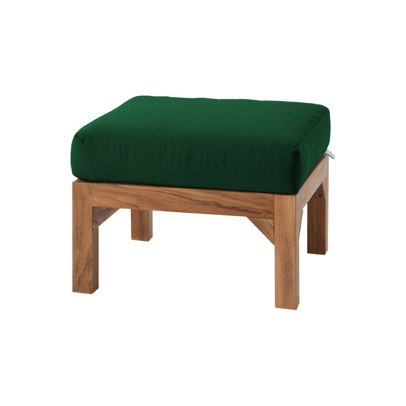 Porschea Square Outdoor Teak Ottoman Patio Ottoman, Forest Green